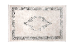 Covor Clasic Dormitor Gri/Crem din Acril Dreptunghiular - Aysil 1716A