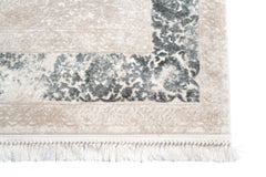 Covor Clasic Dormitor Gri/Crem din Acril Dreptunghiular - Aysil 1716A