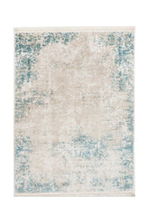 Covor Modern Dormitor Turcoaz/Crem din Acril - Aysil 1717B