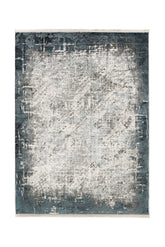 Covor PREMIUM Minimalist Living Gri/Turcoaz Acril/Bambus Dreptunghiular Adonis 1738D