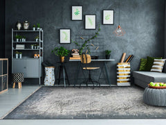 Covor PREMIUM Minimalist Living Gri/Turcoaz Acril/Bambus Dreptunghiular Adonis 1738D