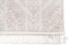 Covor Modern/Geometric Dormitor Crem/Alb din Acril - Aysil 1880A