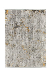 Covor PREMIUM Floral Dormitor Gri/Galben din Acril/Bambus Dreptunghiular Adonis 1911D