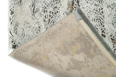 Covor PREMIUM Floral Dormitor Gri/Galben din Acril/Bambus Dreptunghiular Adonis 1911D