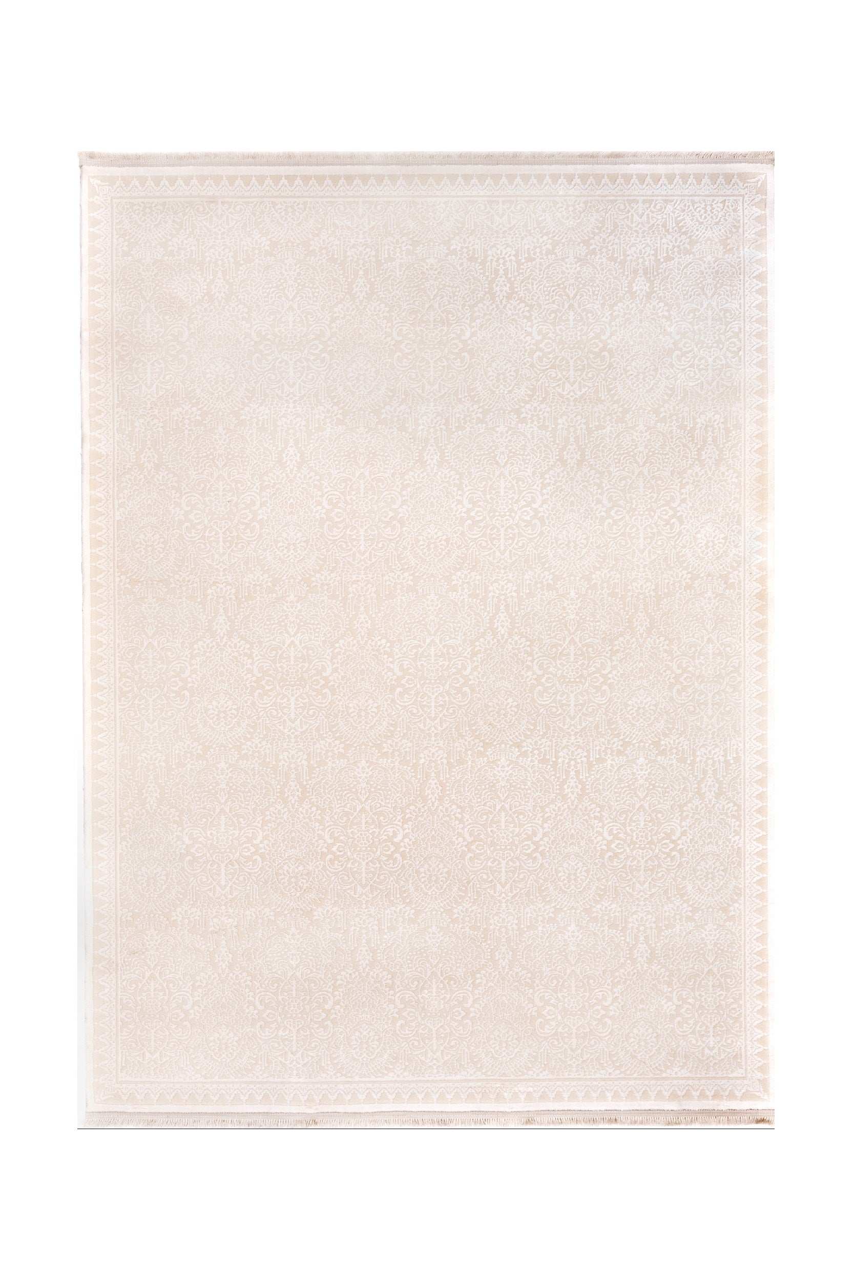 Covor PREMIUM Dormitor Crem/Alb din Acril/Bambus Dreptunghiular Adonis 1928A