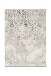 Covor Modern/Floral Dormitor Crem/Albastru din Acril Dreptunghiular Violet 2606A