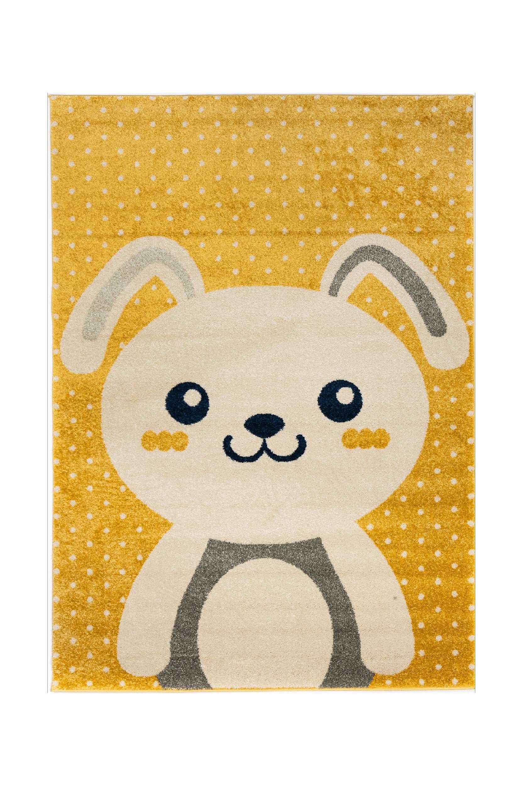 Covor Modern Camera Copii Galben/Crem din Polipropilena Dreptunghiular - Emily 2322A