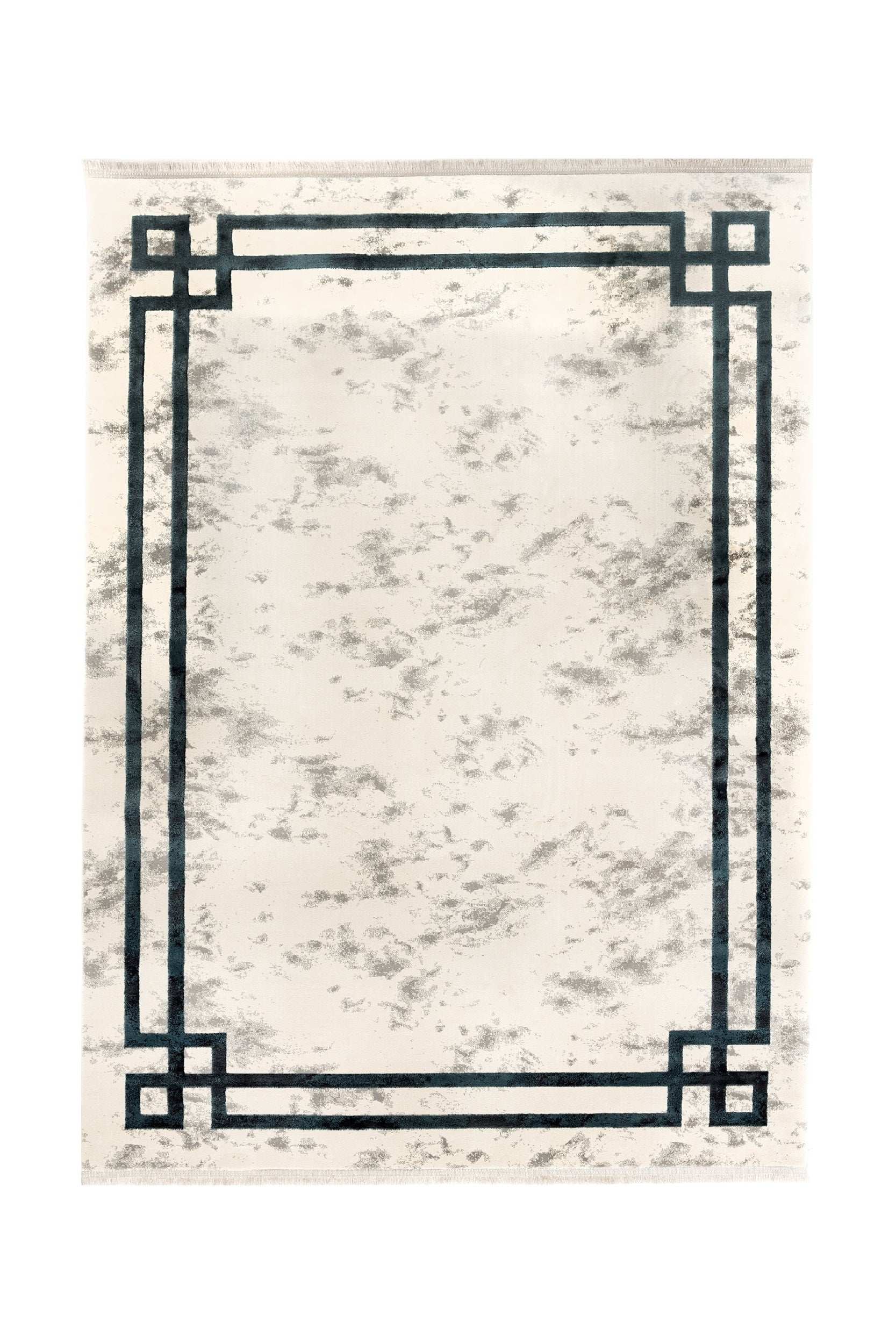 Covor PREMIUM Minimalist/Modern Living Crem/Turcoaz din Acril/Bambus Adonis 2596A