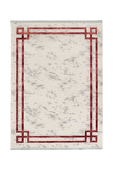 Covor PREMIUM Modern Dormitor Crem/Bordo din Acril/Bambus Dreptunghiular Adonis 2596A