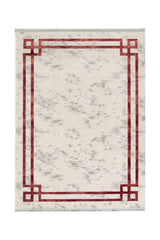 Covor PREMIUM Modern Dormitor Crem/Bordo din Acril/Bambus Dreptunghiular Adonis 2596A