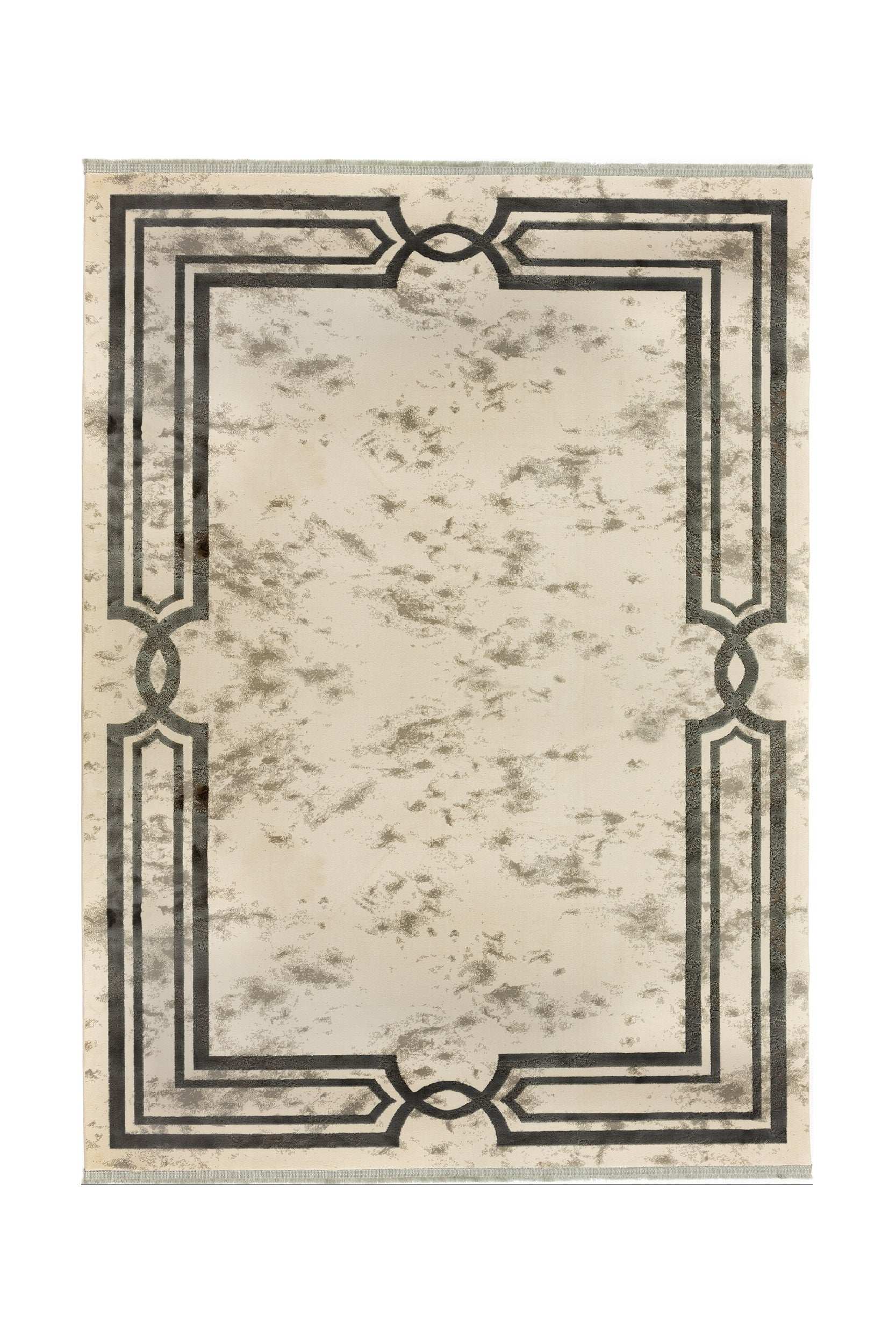 Covor PREMIUM Geometric Living Gri/Crem din Acril/Bambus Adonis 2597A