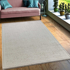 Covor PREMIUM Dormitor Crem/Alb din Acril/Bambus Dreptunghiular Adonis 1928A