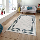 Covor PREMIUM Living Crem/Turcoaz din Acril dreptunghiular Adonis 2597B