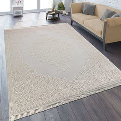 Covor Modern Living Crem/Alb din Acril Dreptunghiular - Aysil 1897B