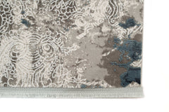 Covor PREMIUM Abstract Living Gri/Turcoaz din Acril/Bambus Dreptunghiular Adonis 1911B