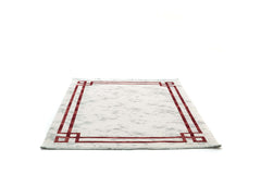 Covor PREMIUM Modern Dormitor Crem/Bordo din Acril/Bambus Dreptunghiular Adonis 2596A