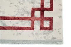 Covor PREMIUM Modern Dormitor Crem/Bordo din Acril/Bambus Dreptunghiular Adonis 2596A