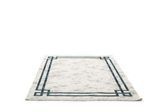 Covor PREMIUM Minimalist/Modern Living Crem/Turcoaz din Acril/Bambus Adonis 2596A