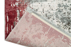 Covor PREMIUM Modern Dormitor Gri/Bordo din Acril/Bambus Dreptunghiular Adonis 1738D