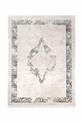 Covor Clasic Dormitor Gri/Crem din Acril Dreptunghiular - Aysil 1716A