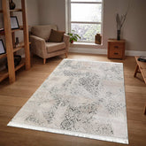 Covor Modern Dormitor Bej/Gri din Acril Dreptunghiular Violet 2610C