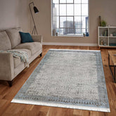 Covor Abstract/Modern Living Crem/Albastru din Acril Dreptunghiular colectia Violet 2613C