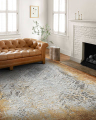 Covor PREMIUM Modern/Abstract Living Gri/Aramiu din Acril/Bambus Dreptunghiular Adonis 1738D