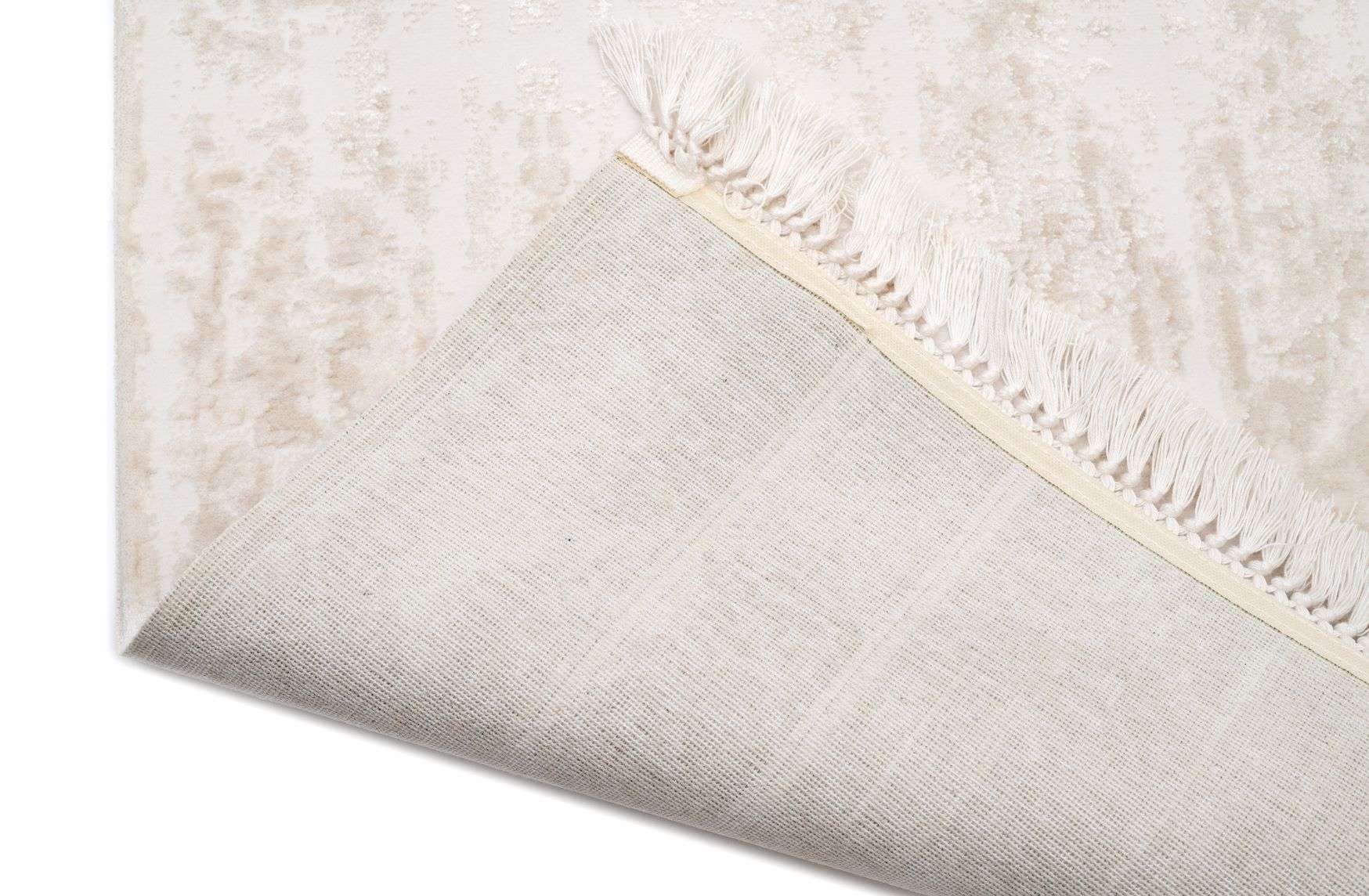 Covor Modern/Geometric Dormitor Crem/Alb din Acril - Aysil 1880A