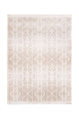 Covor Modern/Geometric Dormitor Crem/Alb din Acril - Aysil 1880A