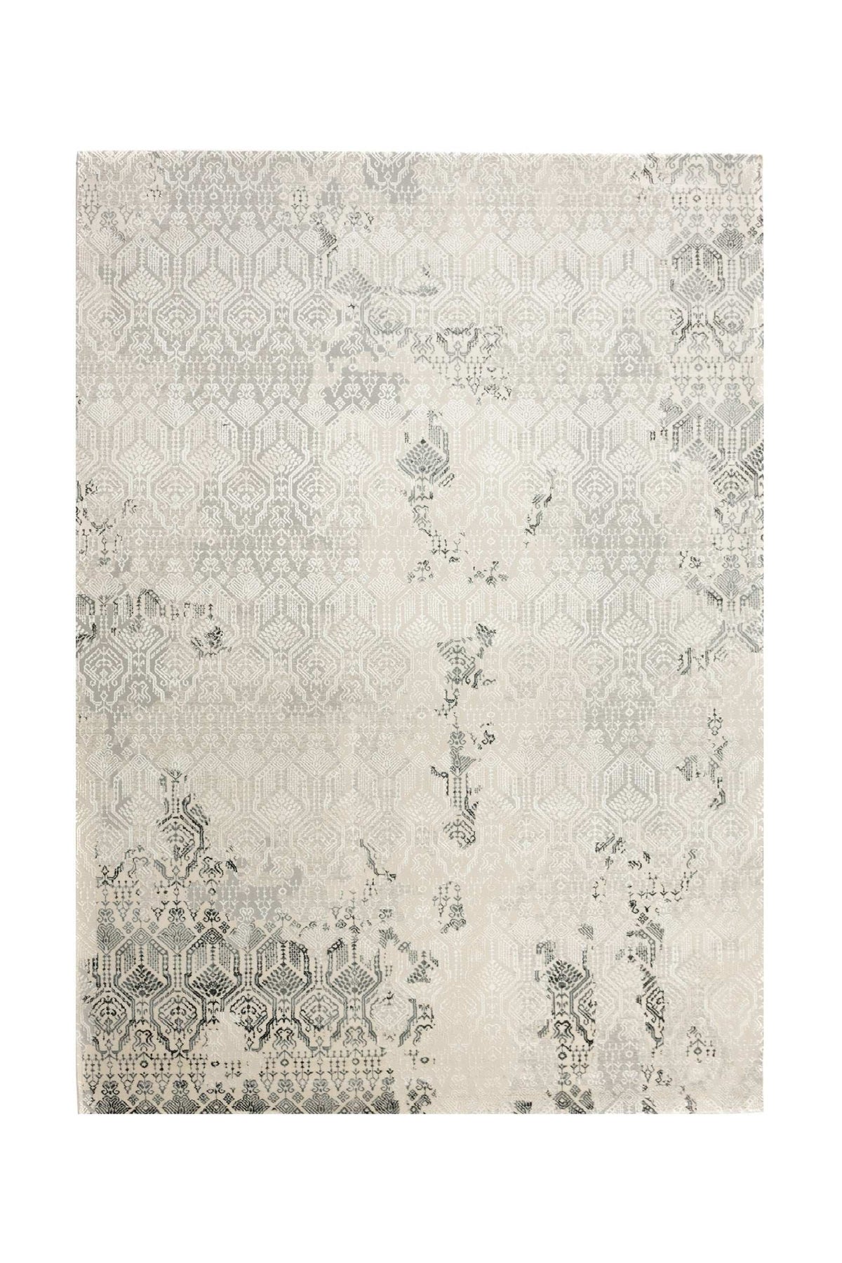 Covor Modern Living Gri/Crem din Poliester/Polipropilena SilaLux 2927A franjuri