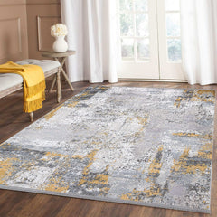 Covor PREMIUM Modern/Abstract Living Galben/Gri din Acril/Bambus Dreptunghiular Adonis 2684A