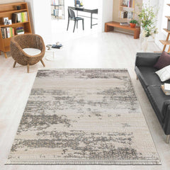 Covor Modern Dormitor Gri/Crem din Acril - Aysil 1876A
