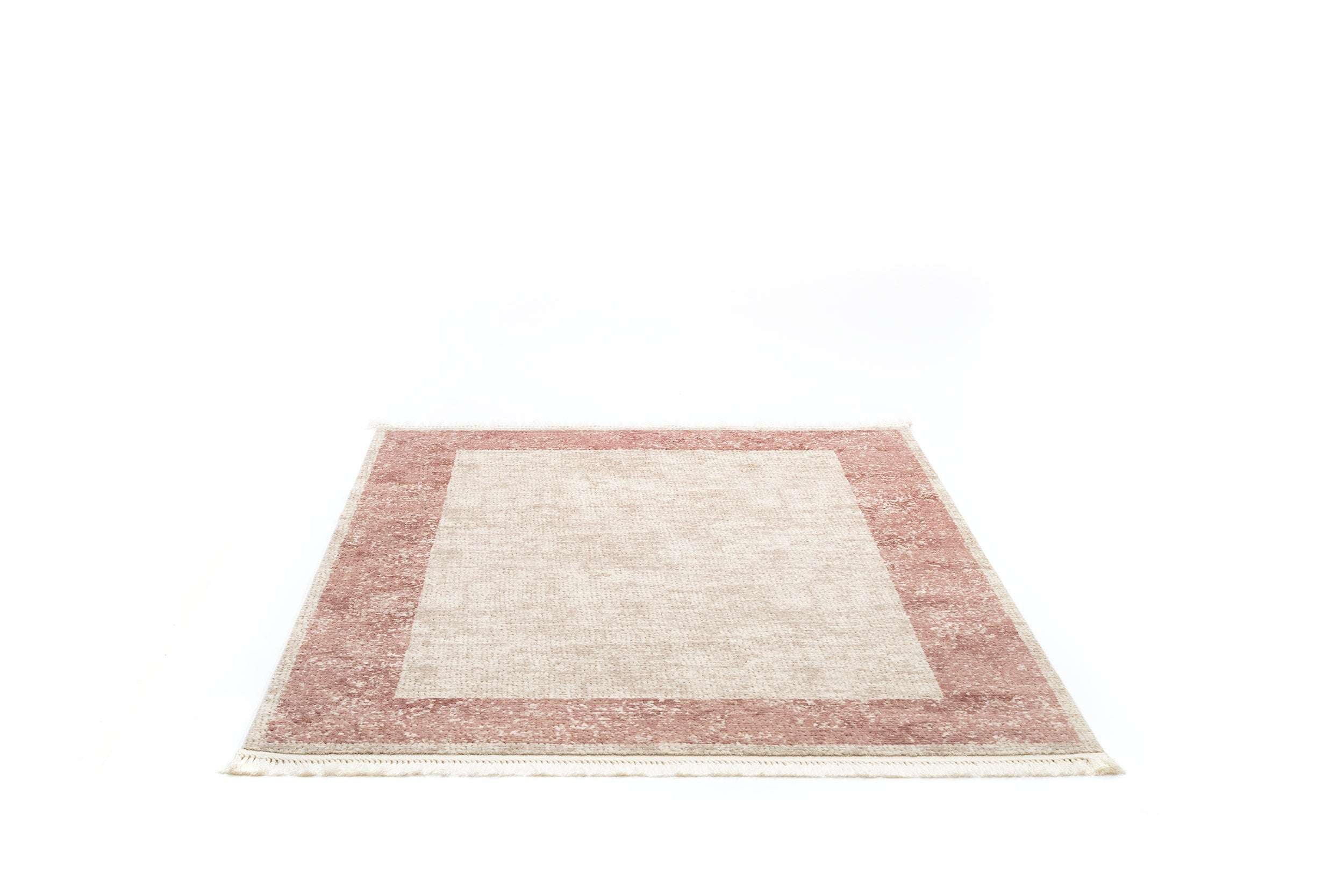 Covor Modern Dormitor Bej/Roz din Acril Dreptunghiular - Aysil 2142B