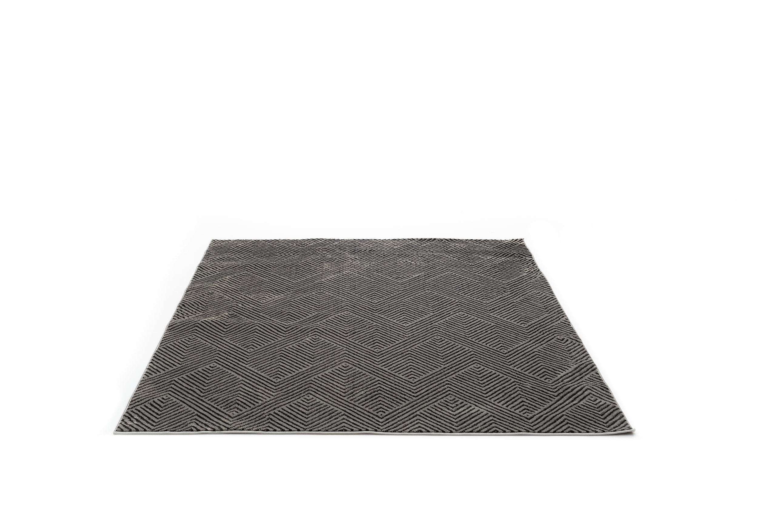 Covor Modern Bucatarie Gri/Negru din Poliester Dreptunghiular Otantik 5507A