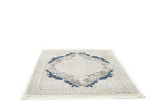 Covor Modern/Floral Dormitor  Albastru/Gri/Crem din Acril Dreptunghiular Violet 2614B