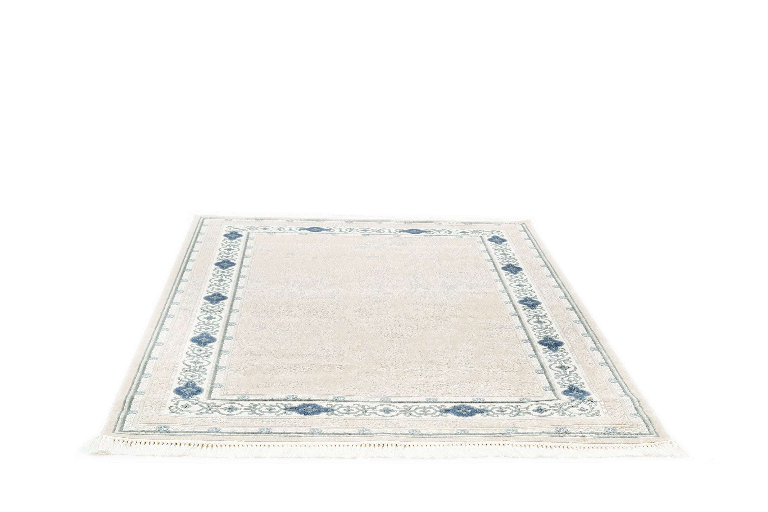 Covor Modern/Minimalist Dormitor Albastru/Crem din Acril Dreptunghiular Violet 2601C