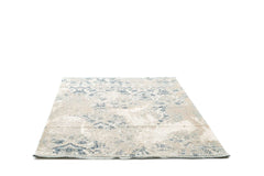 Covor Modern/Floral Dormitor Crem/Albastru din Acril Dreptunghiular Violet 2606A