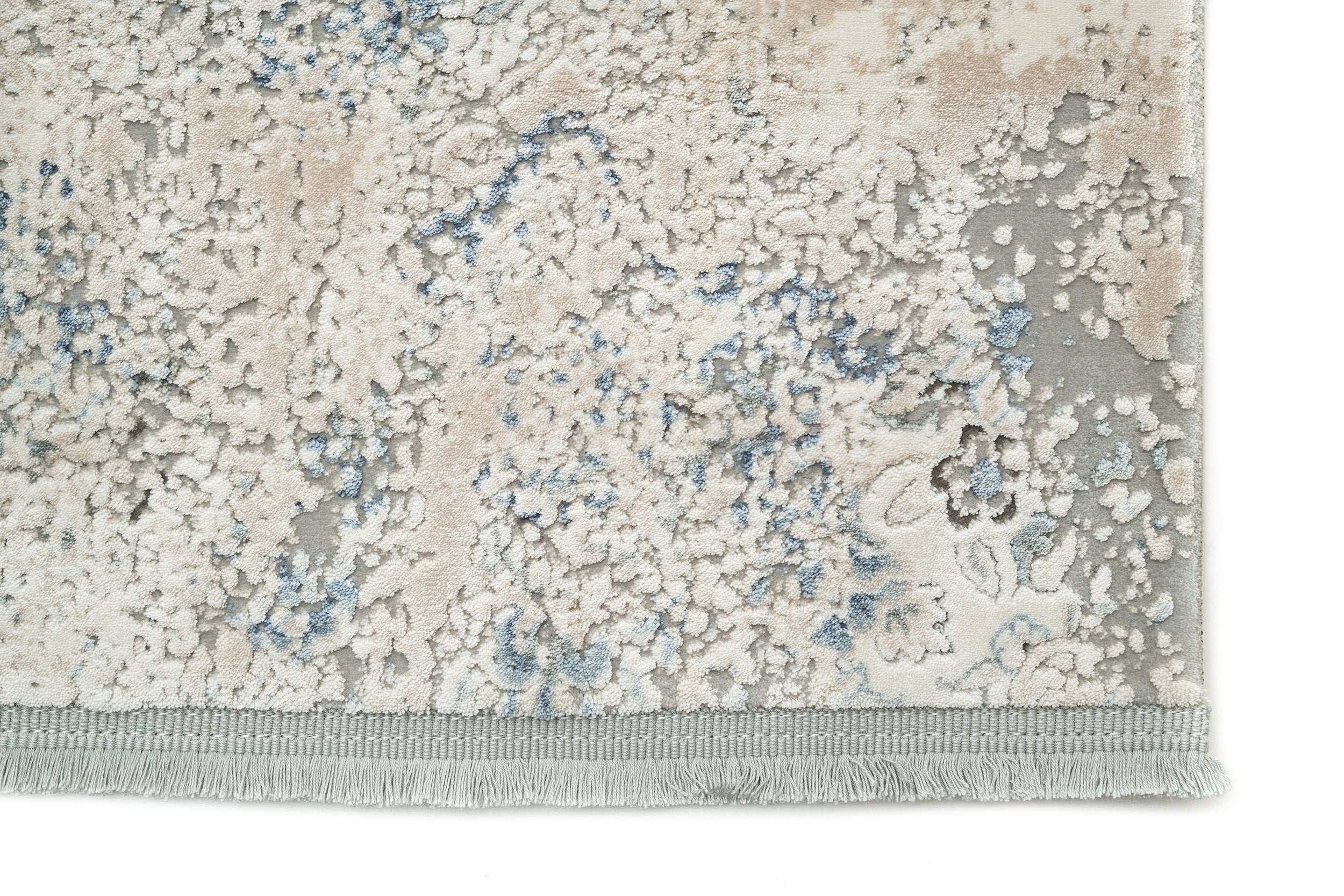Covor Modern/Floral Dormitor Crem/Albastru din Acril Dreptunghiular Violet 2606A