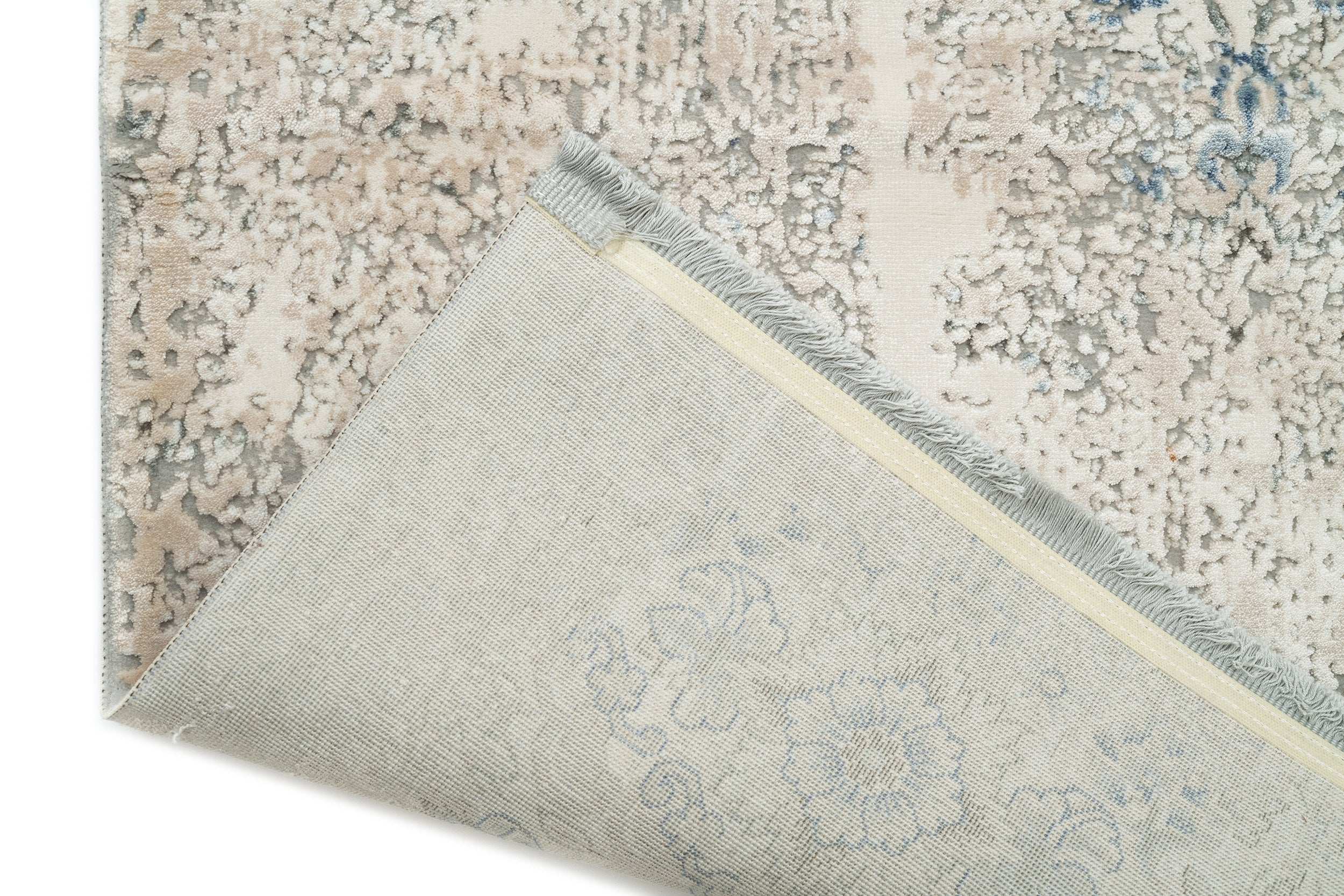 Covor Modern/Floral Dormitor Crem/Albastru din Acril Dreptunghiular Violet 2606A