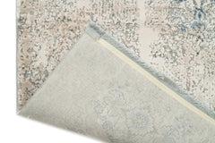 Covor Modern/Floral Dormitor Crem/Albastru din Acril Dreptunghiular Violet 2606A