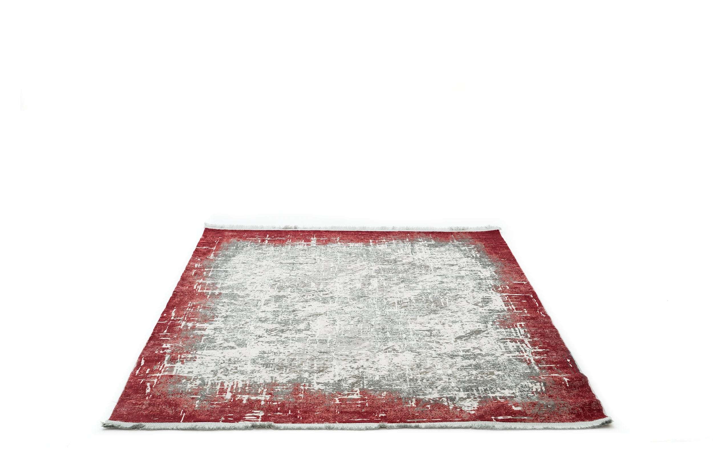 Covor PREMIUM Modern Dormitor Gri/Bordo din Acril/Bambus Dreptunghiular Adonis 1738D