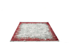 Covor PREMIUM Modern Dormitor Gri/Bordo din Acril/Bambus Dreptunghiular Adonis 1738D