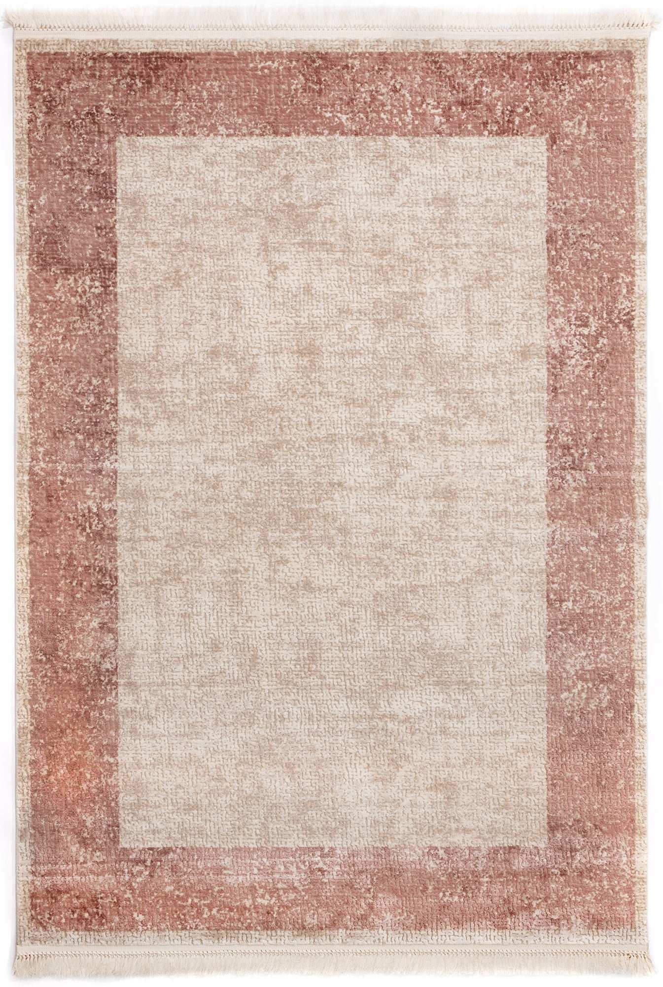 Covor Modern Dormitor Bej/Roz din Acril Dreptunghiular - Aysil 2142B
